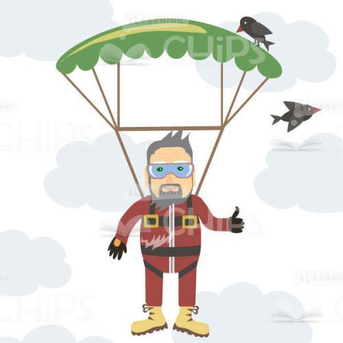 Mid-Aged Vector Man Character Likes Skydiving-15923