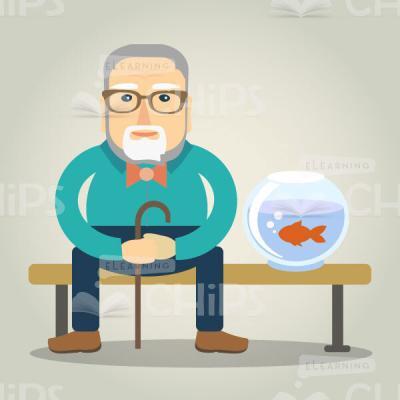 Elderly Man Character With Fishbowl-0