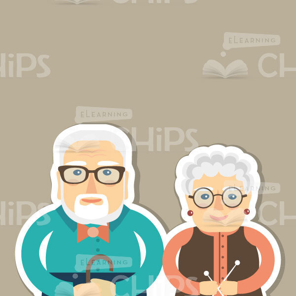 Aged Man And Woman Vector Characters-0