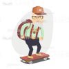 Aged Vector Man Character On Skateboard-15969