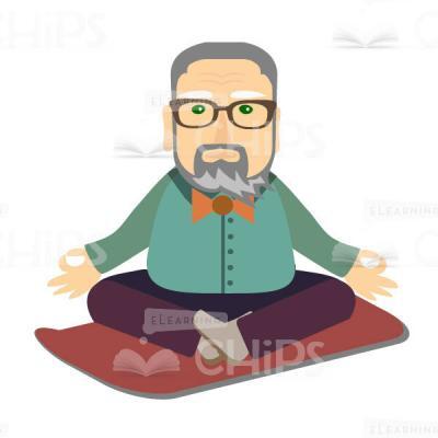 Aged Vector Character Sitting In Lotus Position-0