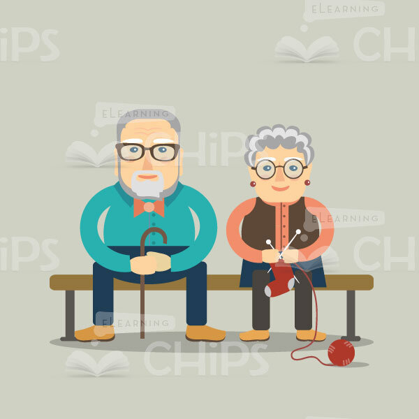 Elderly Man And Woman Vector Characters-0