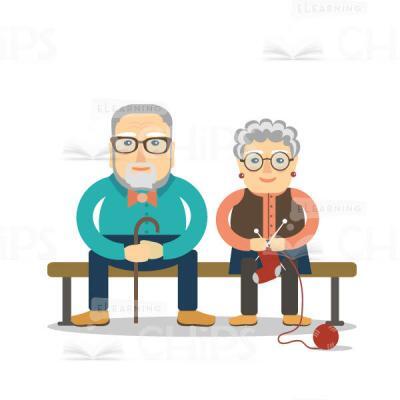 Elderly Man And Woman Vector Characters-15995