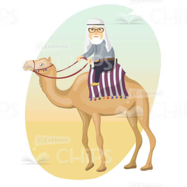Vector Aged Man Sits Astride A Camel-0