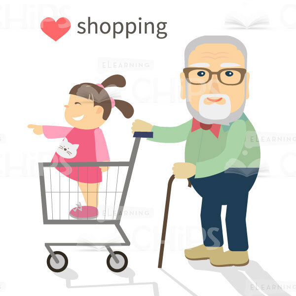 Elderly Man With Granddaughter Likes Shopping -0