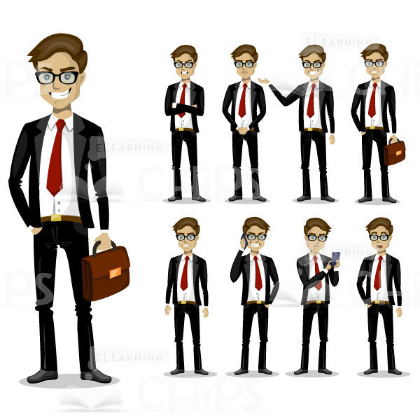 Hard-Bitten Business Man Vector Character Set-0