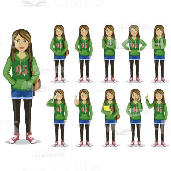 Nice Modern Teenage Girl Vector Character Set-0