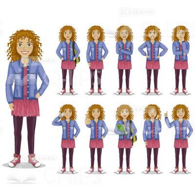 Casually Dressed Young Woman Vector Character Set-0