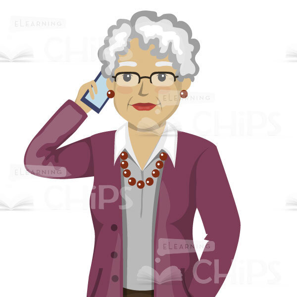 Aged Woman Vector Character Set-16102