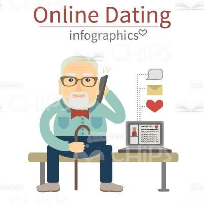 Online Dating Infographics With Aged Man Character-0