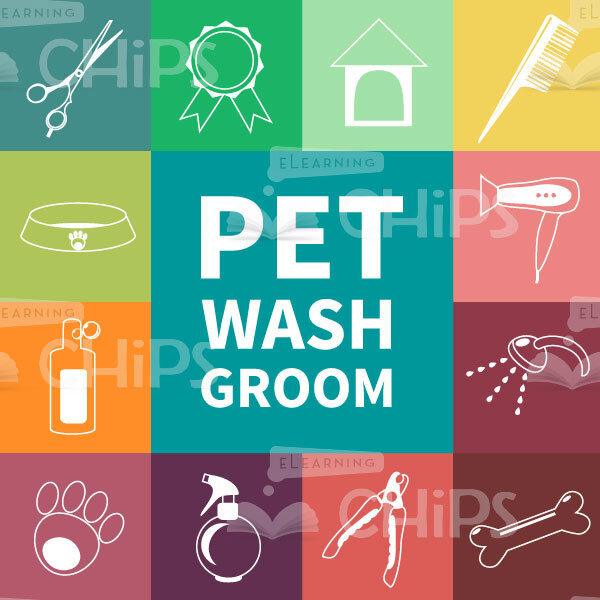 Pet Wash Groom Icons Collage-0