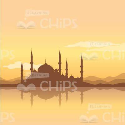 Mosque At Down Vector Background-0