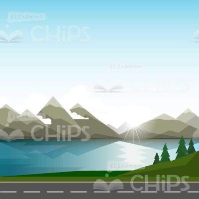 Mountains Behind The Lake Vector Background -0