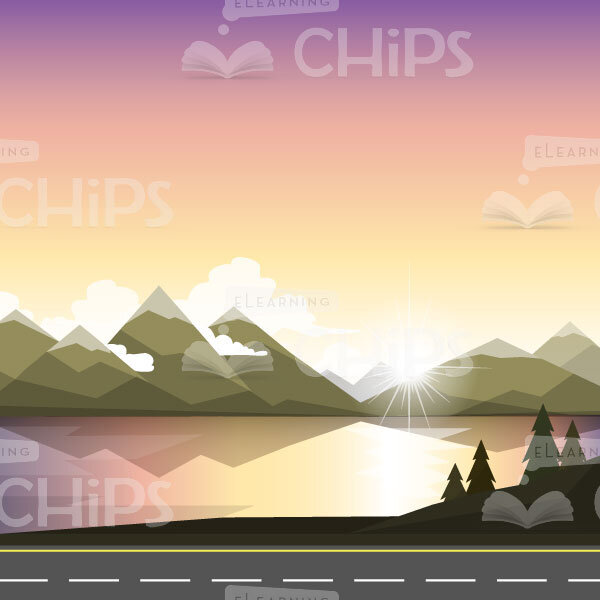 Sunset In The Mountains Vector Background-0