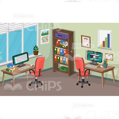 Spacious Office Interior Vector Background-0