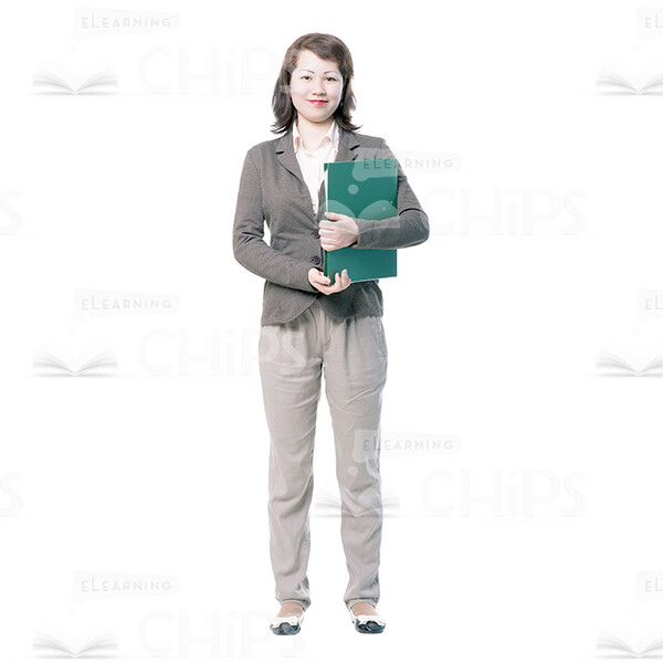 Asian Young Woman With Flipchart, Folder And Papers Cutout Photo Pack-14906