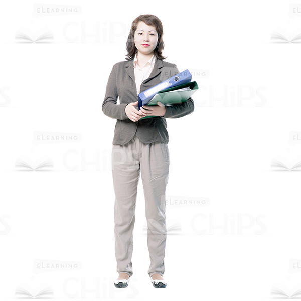 Asian Young Woman With Flipchart, Folder And Papers Cutout Photo Pack-14907