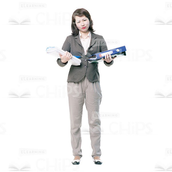 Asian Young Woman With Flipchart, Folder And Papers Cutout Photo Pack-14910