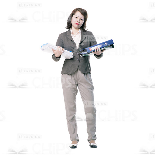 Asian Young Woman With Flipchart, Folder And Papers Cutout Photo Pack-14911