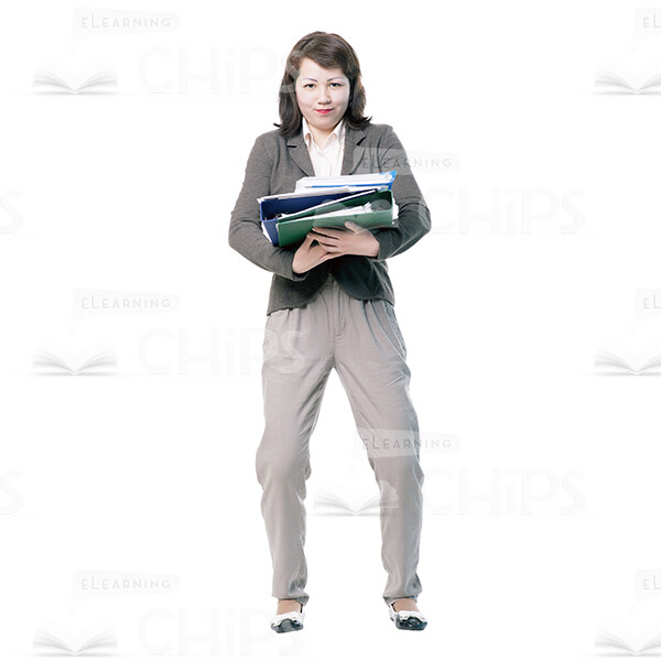 Asian Young Woman With Flipchart, Folder And Papers Cutout Photo Pack-14912