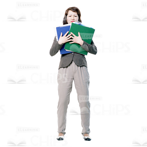 Asian Young Woman With Flipchart, Folder And Papers Cutout Photo Pack-14918