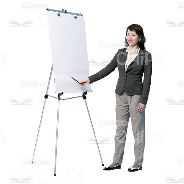 Asian Young Woman With Flipchart, Folder And Papers Cutout Photo Pack-14951