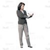 Asian Young Woman With Flipchart, Folder And Papers Cutout Photo Pack-14952