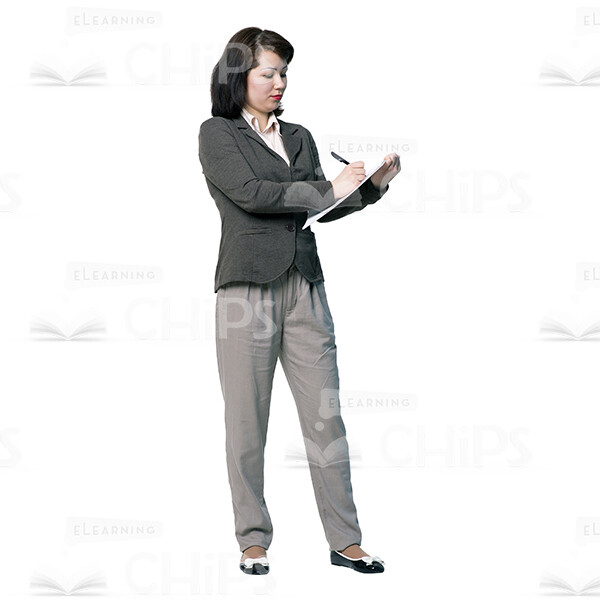 Asian Young Woman With Flipchart, Folder And Papers Cutout Photo Pack-14956