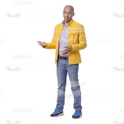 Half-Turned Man Character Spreading Arms Cutout-0