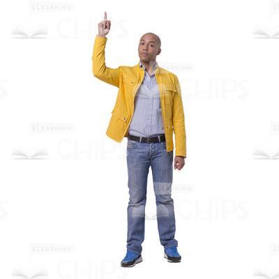 Serious Young Man Pointing Upwards Cutout Picture-0