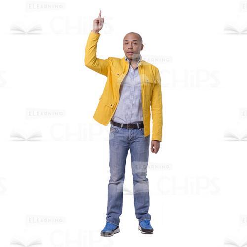 Surprised Man Character Pointing Up Cutout Picture-0