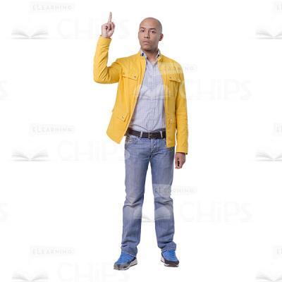 Serious Young Man Pointing Up Cutout Photo-0