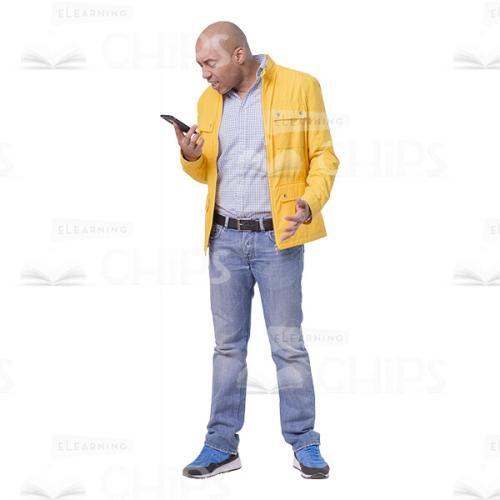 Perplexed Young Man With Mobile Phone Cutout-0