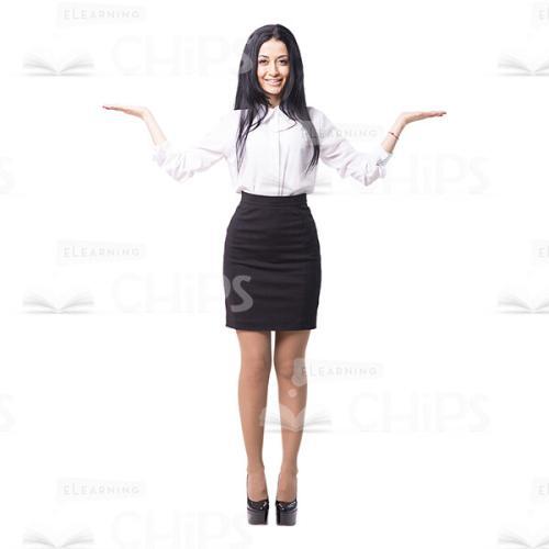 Cheerful Businesswoman Scales Gesture Cutout-0