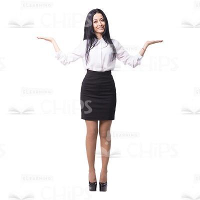 Cutout Photo Of Business Woman Makes Scales Gesture-0
