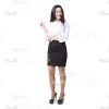 Young Woman Character Pointing Up Cutout-0