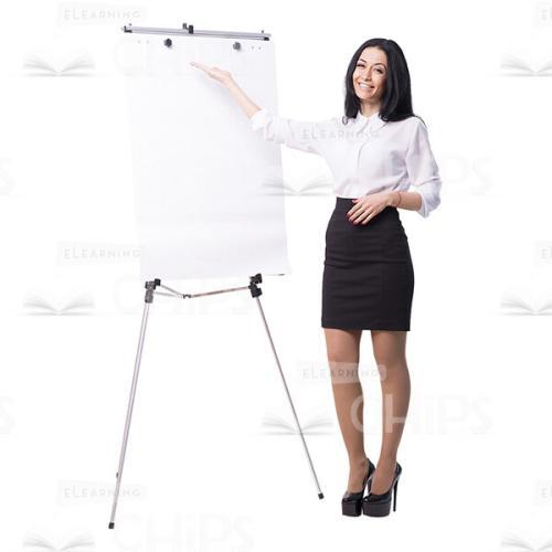 Cheerful Businesswoman Pointing At Flipchart Cutout -0