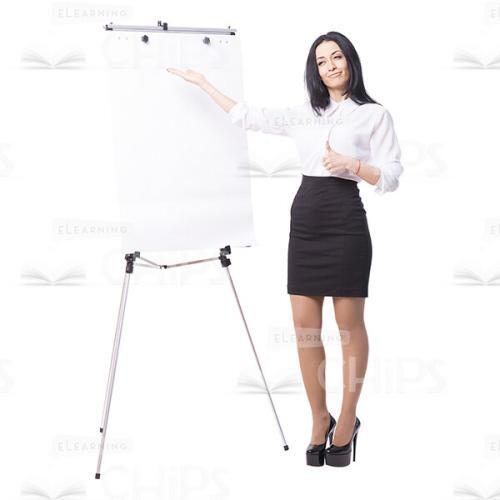 Satisfied Cutout Young Lady Standing Next To Flipchart-0