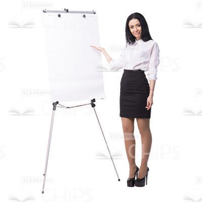 Smiling Cutout Businesswoman Pointing On Flipchart -0