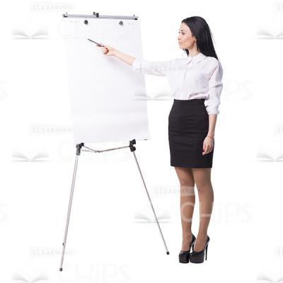 Cutout Businesswoman Pointing On Flipchart With Marker-0