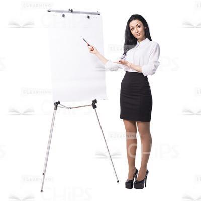 Businesswoman Pointing At Flipchart With Both Hands Cutout-0