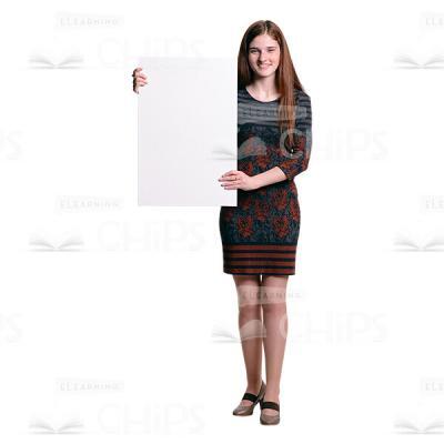 Smiling Lady Holds Vetical Board Cutout Picture-0