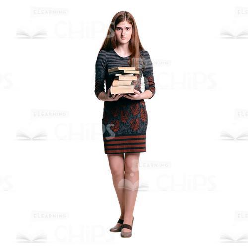 Cutout Image Of Worried Lady With Few Books-0