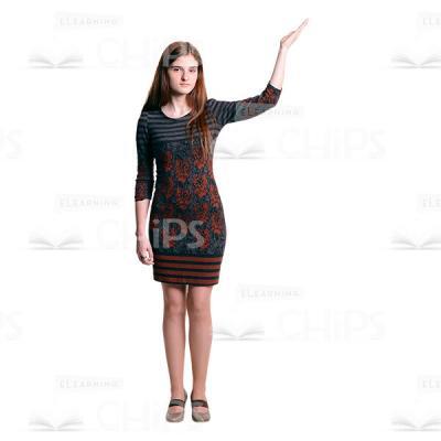 Calm Young Lady Pointing With Left Hand Cutout Photo-0