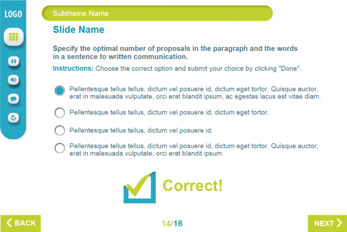 Single Choice Test With Correct Answer — eLearning Lectora Course