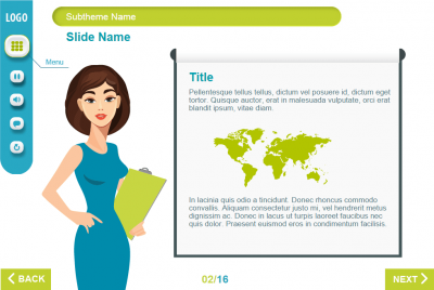 Female Business Character With Flipchart — Lectora eLearning Template