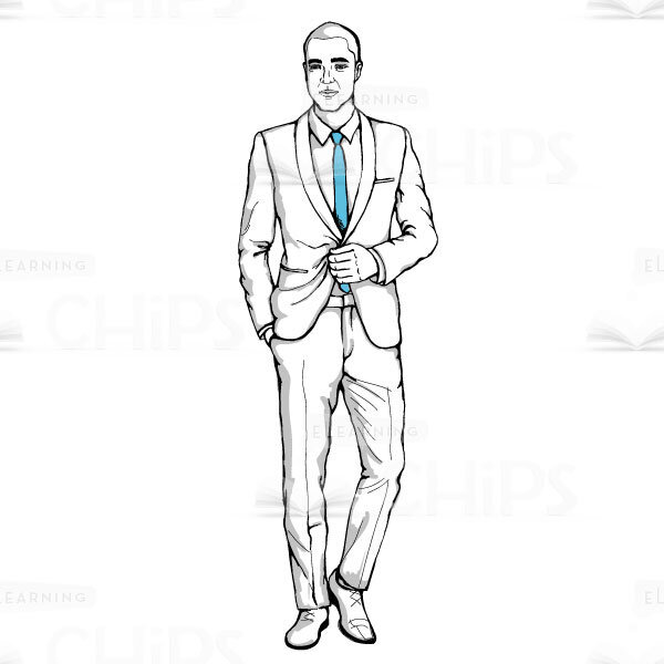Assured Businessman Hand-Drawn Vector Character-0