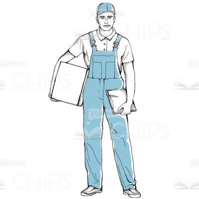 Loader Holds Cardboard Box Vector Character-0