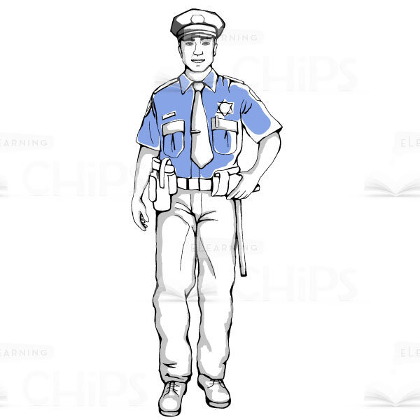 Hand-Drawn Police Officer Vector Character-0