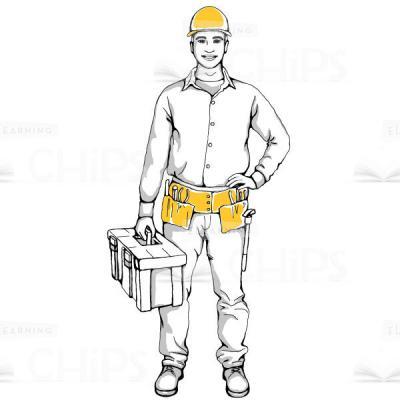 Builder Hand-Drawn Vector Character-0